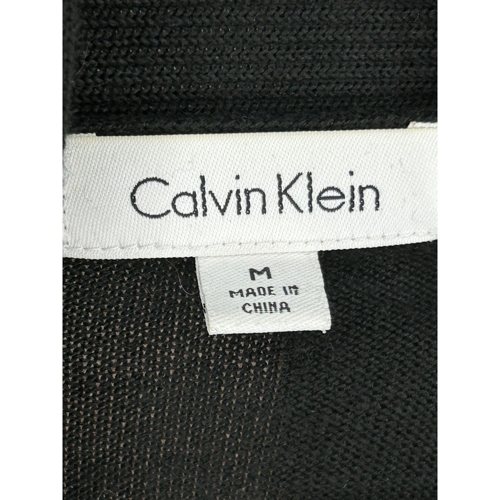 Calvin Klein Womens Black Wool Blend Open Front Shawl Collar Cardigan Sweater M - Picture 3 of 9
